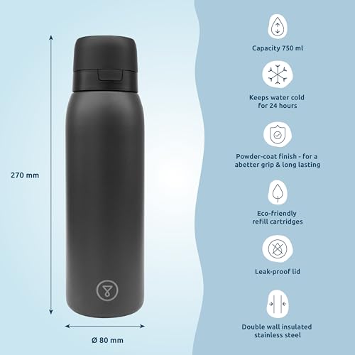 BottlePro - Reusable Bottle with Water Filter · Black - Tantara